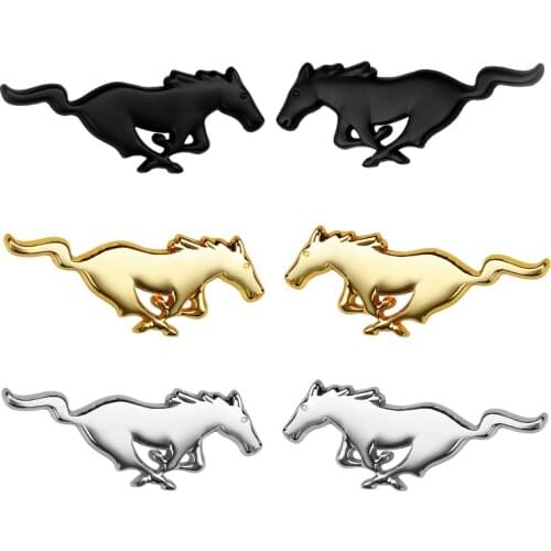 1PCS 3D Chrome Metal Running Horse Sticker Emblem Badge For Ford Mustang Shelby GT Rear Trunk Decor Car Styling Accessories