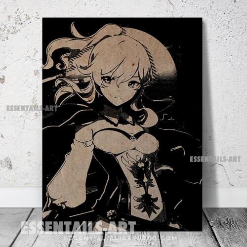 Genshin Impact Vintage Jean Canvas Wall Art Painting Decor Bedroom Study studio print Living kid Room Home Decoration Prints