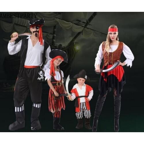 Hot 2017 Pirate Costume Halloween Fancy Party Dress Carnival Perfor mance high quality Adult Pirate Cosplay Costumes AMBESTPARTY