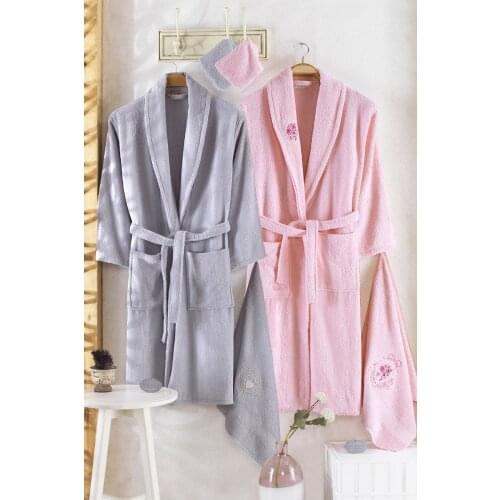 8pcs High Quality Mens Womens Bath Robes Set 100% Cotton Bath Winter Towel Absorbent Winter Bathrobe Couple Home Bath Robes