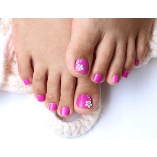 2020 Hot Handmade Full Diamond Round Toe Candy Color False Nail Crystal Diamond 24pcs Sexy purple #N03