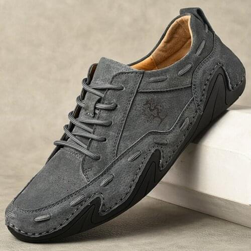 New Pig Leather Flats Mens Walking Shoes Man Sport Sneakers Training Hunting Footwear Male Outdoor Leisure Work Shoes Size 38-48