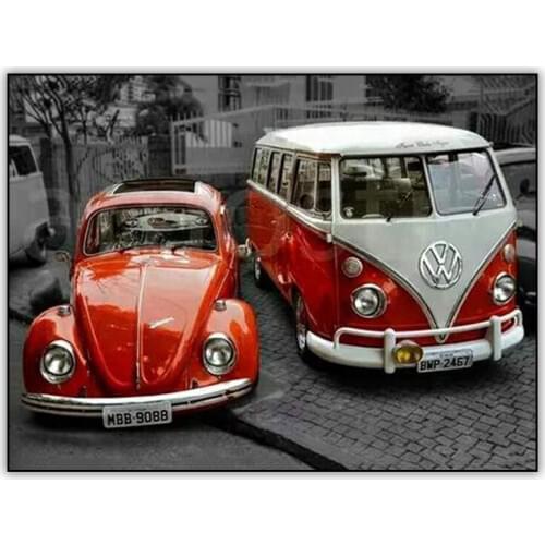 5d DIY Diamond Painting Kit Red Car Bus Design Full Drill Square / Round Crystal Mosaic Diamand Painting Embroidery Accessories