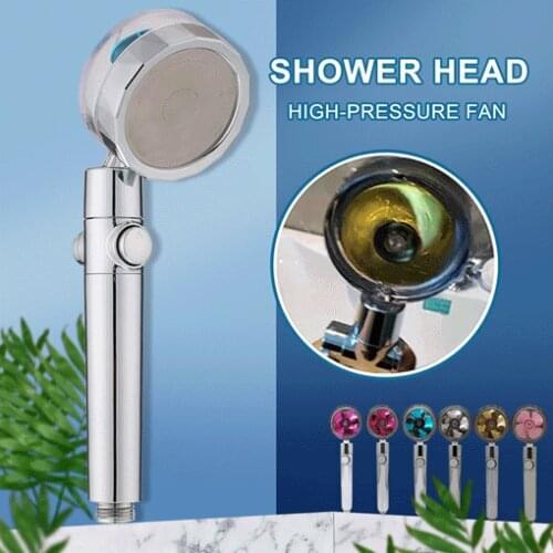 Showerhead High Pressure Shower Nozzle Home Hotel Bathroom Pressurized Rotating Shower Head 360° Rotating With Small Fan