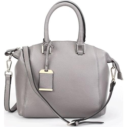 New Leather Womens Bag European and American Fashion Lychee-print Head Layer Cowhy Boston Big Bag One-shoulder Sloping Bag