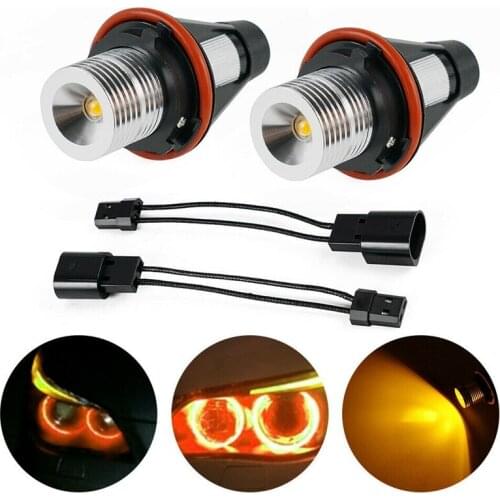 Novel-8000K Amber LED Angel Eye Marker Halo Light Bulbs Lamps for -BMW E39 E53 E60 E63 E64 E66 E87 5 6 7 X3 X5 [Pack of 2 Pcs]