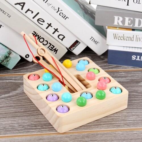New Early Learning Educational Toys For Children Kids Toys Wooden fishing Toys Montessori Clip Beads Magnetic Digit Fishing Game