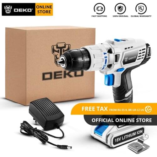 Original DEKO GCD18DU3 18V Impact Cordless Drill Electric Screwdriver Lithium-Ion Mini Power Driver Variable Speed Standard Set
