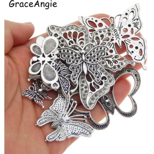 10pcs Vintage Alloy Butterfly Charms Pendant Bohemia Jewelry Making Handmade Necklace Keychain women Accessories supplyColor