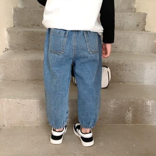 Spring Autumn children casual all-match denim pants boys girls 2 colors fashion jeans 2-7Y