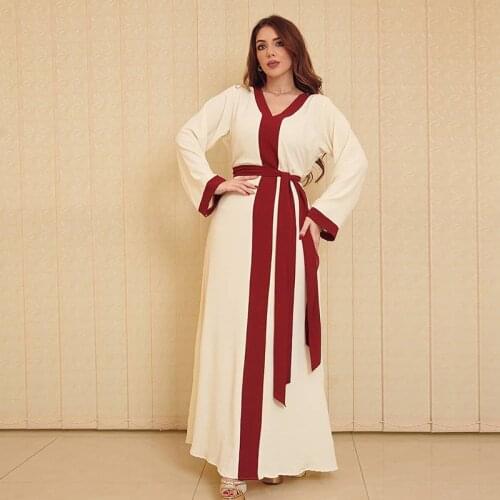 Plus Size Casual Women Dresses Muslim Abaya Dress Fashion Long Sleeve Turkey Indian Kaftan Dress Arab Dubai Islamic Clothing