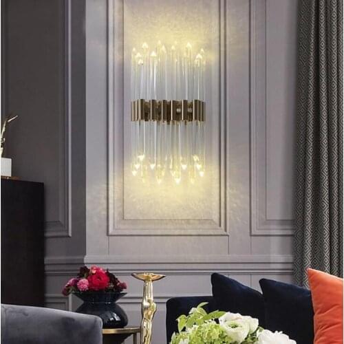 Simple modern LED living room wall corridor aisle bedroom bedside creative light luxury personality crystal wall lamp