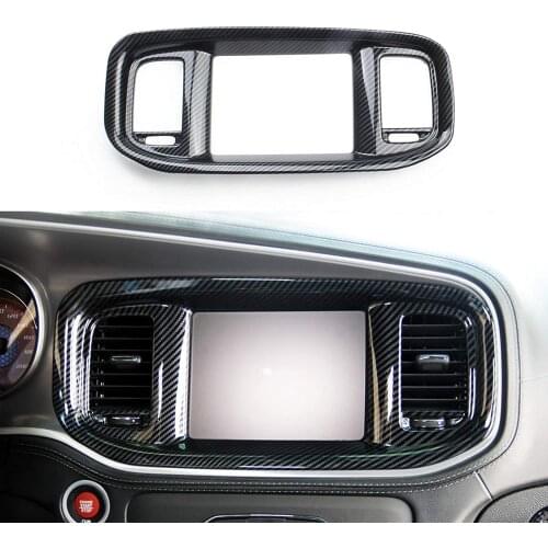 Crosselec Carbon Fiber Dashboard Dvd Navigation Screen Frame Cover Trim For Dodge Charger 2015