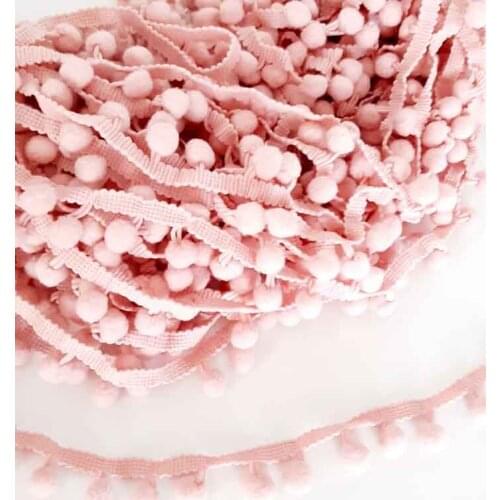 Pink color pompom ribbon ornament