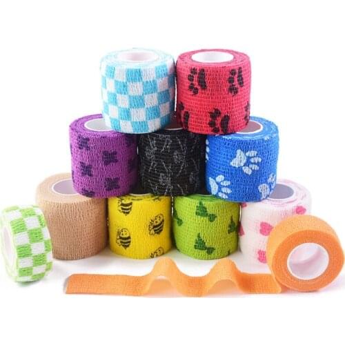 Self-adhesive Elastic Bandage for Pet Dog Cat Bandage Leg Cover Protector Strap Non-woven Cohesive Bandage 2.5-15cm
