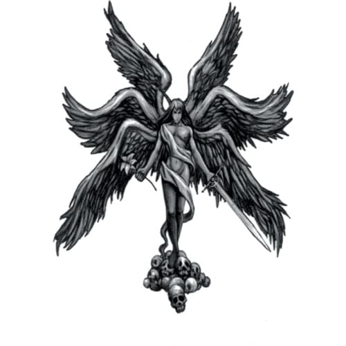 Six-wing fighting angel Gabriel Waterproof Temporary Tattoos Men Henna Tatoo Body Art Fake Tattoo The Flash Tatuaje Stickers