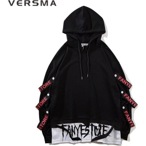 VERSMA Korean Harajuku BF Oversized Hoodie Sweatshirt Men Women Hip Hop Streetwear Gothic Punk Hood Kpop Clothes Men Sweatshirts