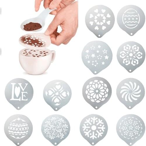 Stainless Steel Coffee Printing Flower Model Cafe Accessories Coffee Foam Spray Template Garland Mold pad Barista Art Stencils