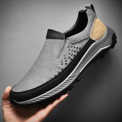 Men Shoes Slip On Flats Genuine Leather Walking Soft Footwear Quality Spring Hiking Shoes Fashion Sneakers