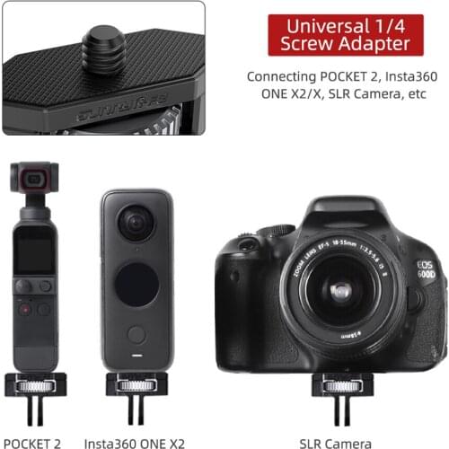 Universal 1/4 Screw Head Camera Mount 360 Rotation Adjustable Aluminum Alloy Adapter for POCKET 2 Insta360 ONE X2/X SLR