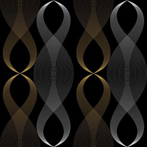 Vinyl Black Self -Adhesive Wallpapers Geometric Peel And Stick Wallpaper Modern Stripe Silver/Gold Stickers Bedroom Home Decor