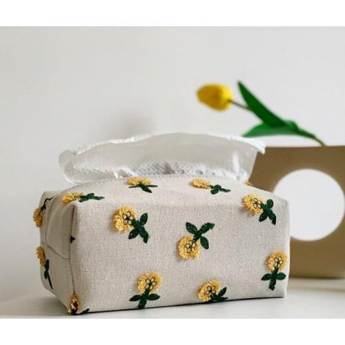 Japanese Small Flower Tissue Box Light Luxury Carton Living Room Dining Room Decoration Napkin Cover Lovely Cloth Cover