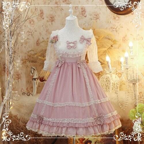Soft Girl Summer Super Fairy Bow Lace Mesh Embroidery Lolita Daily Sling Dress Female Kawaii Lolita Op Dress Renaissance Cosplay