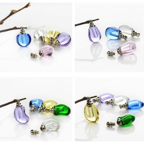 1pc Mix Crystal Vial Pendants Mini Glass Bottles Rice vials Screw Cap Necklace Perfume Bottle Rice Charms DIY Name on Rice Art