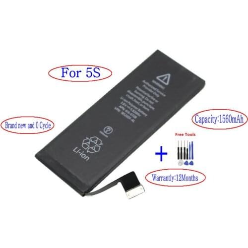 1x 1560mAh 0 zero cycle Replacement Li-Polymer Battery For iPhone 5S 5 S Accumulator Batteries + Repair Tooks kit