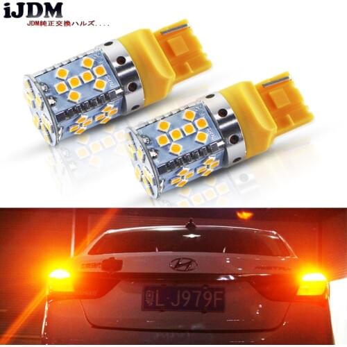 2) No Resistor Need Amber Yellow 35-emitter 3535 LED 7440 T20 LED Bulbs For Front or Rear Turn Signal Lights (No Hyper Flash)
