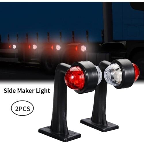 2PCS 6LED Car Truck Trailer Side Marker Light Double Side White Red Elbow Warning Lamp 12/24V for Trailer Truck Lorry Car Light