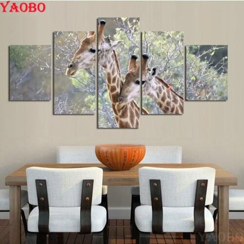 Full Square/Round Drill 3D Diamond Embroidery sale 5 pcs Animal giraffe 5D DIY Diamond Painting Rhinestone Mosaic painting