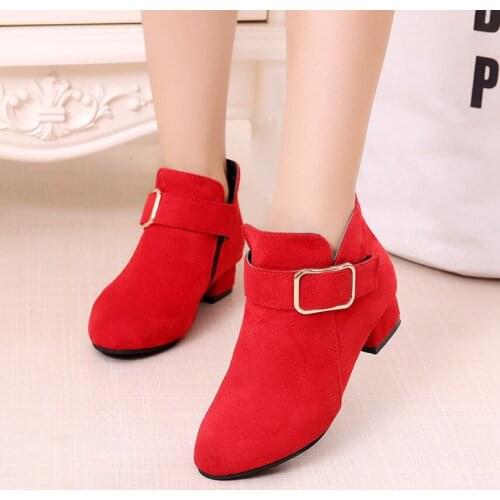 2019 autumn new girls boots /childrens snow boots non-slip PU artificial short plush sewing thread kids cotton shoes sneakers