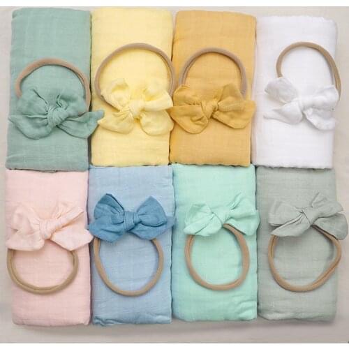 2pcs Baby Hair Accessories Elastic Headband Infant Bamboo Cotton Blanket Children Fashion Headwear Christmas Gifts