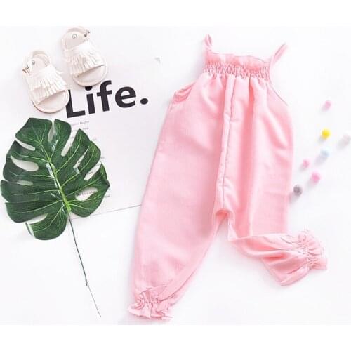 2021 Toddler Kids Baby Girl Sleeveless Ruffle Romper Jumpsuit Backless Outfit Overalls