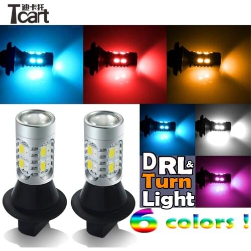 Tcart drl with turnlight For Mazda 3 5 6 8 cx5 cx9 cx7 mx5 7440 T20 Daytime Running Lights Front Turn Signals all in one