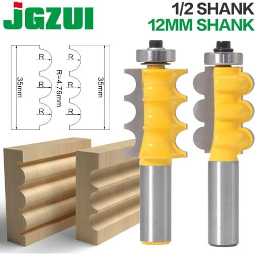 JGZUI 1pc 1/2"shank 12mm shank High Quality Triple Bead Column Molding Router Bit Tenon Cutter Woodworking Milling Cutters