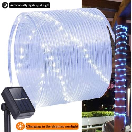 50/100 LEDs Solar Powered Rope Tube String Lights Outdoor Waterproof Fairy Lamps Garden Garland For Christmas Yard Decoration