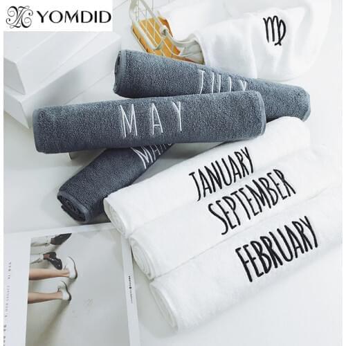 Embroidery 12 month Towel Cotton White Face Towel Sport Bath hand Towels Letter Embroidered 1pcs For Home Hotel Wedding Decor