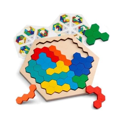 Early Education Toy Wooden Tangram Jigsaw Brain Tetris Game Puzzle Blocks Preschool Children Play Training Educational Toys Gif