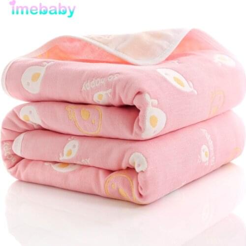 Imebaby baby blanket bath towel 110 cm and 80 cm six-layer cotton muslin newborn cover blanket child bedding blanket