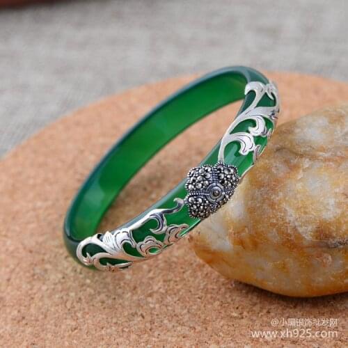 KJJEAXCMY boutique jewelry925 Sterling Silver Tai Yin natural agate bracelet clover female models new