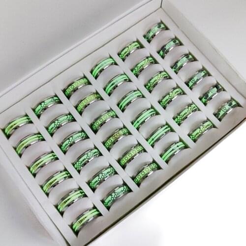 36Pcs/Lot Mix Style Stainless Steel Luminous Ring for Men Women Heart Love Geometry Glowing In Dark Couple Rings Jewelry Gift
