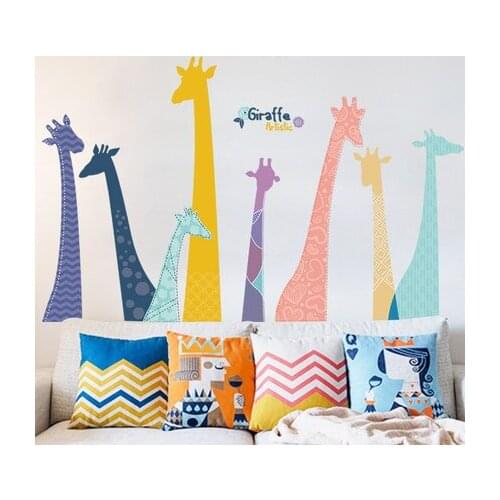 Colorful Giraffe Wall Sticker Bedroom Living Room Decoration Sofa Background Wall Picture Fashion Corridor Porch Stickers