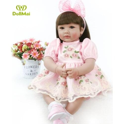 55cm Silicone Reborn Baby Doll Toys 22inch Vinyl Princess bebe girl reborn Toddler Doll Birthday Gift Play House Toy