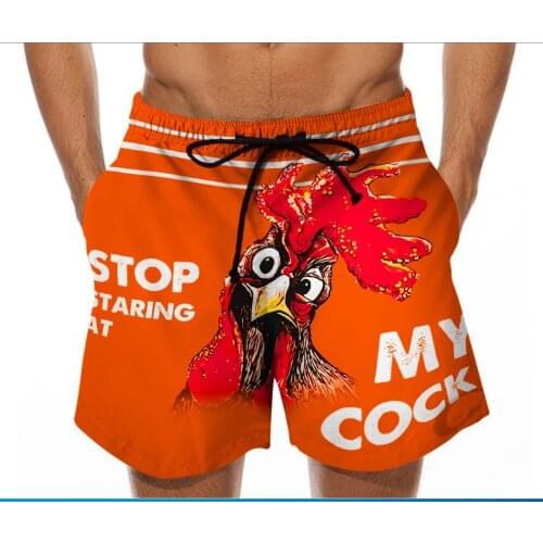 Mens Waist Adjustable Elastic Rope Beach Pants funny 3D Turkey Pattern Swimming Surfing Short