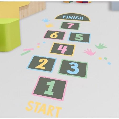 Zollor Cartoon Number Lattice Game Floor Stickers Living room Childrens room Kindergarten Classroom Personality Floor Stickers