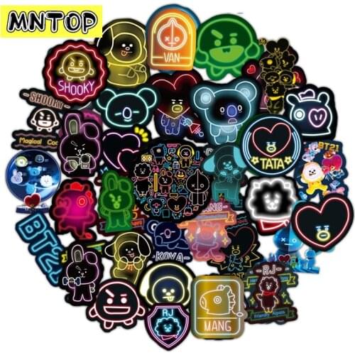 10/30/50pcs/Pack Cartoon Neon Lights Colourful Lights Stickers For Laptop Luggage Motorcycle Phone Skateboard Kids Sticker Toys