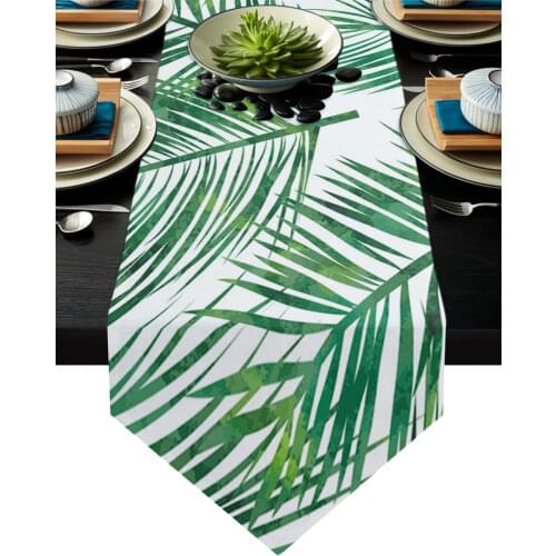 Green Leaf Table Runner Modern Table Flag Home Party Country Wedding Decoration Tablecloth Table Runners