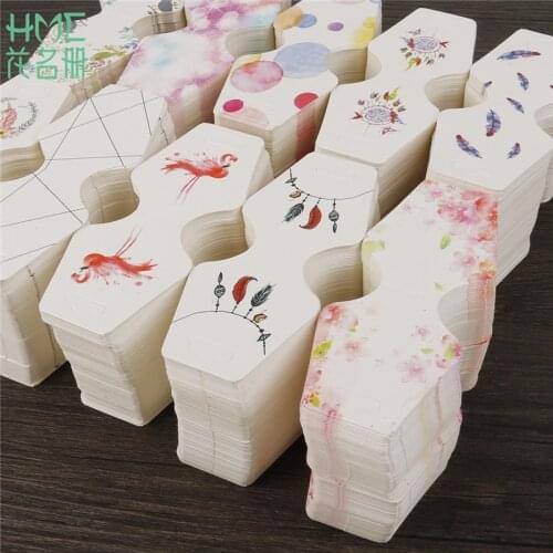 New 100pcs/lot 4.5x10.8cm Colorful Paper Cards Printing Jewelry Necklace Bracelet Hang Fold Tag Jewelry Display Cards Label Tag